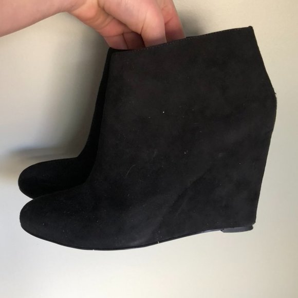 Nine West Suede Wedge Booties Black - Picture 1 of 4